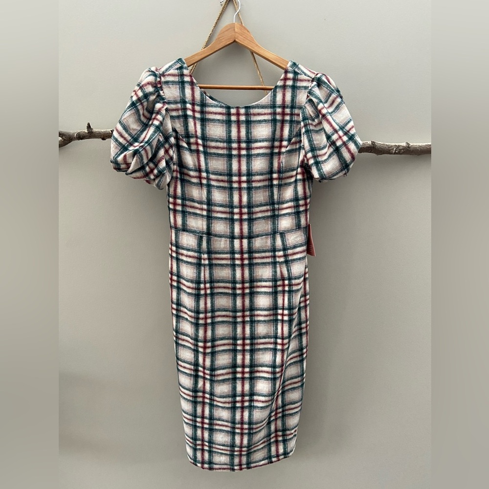 Ivy City Co Plaid Dress in Red, Green, and Cream - Picture 2 of 3